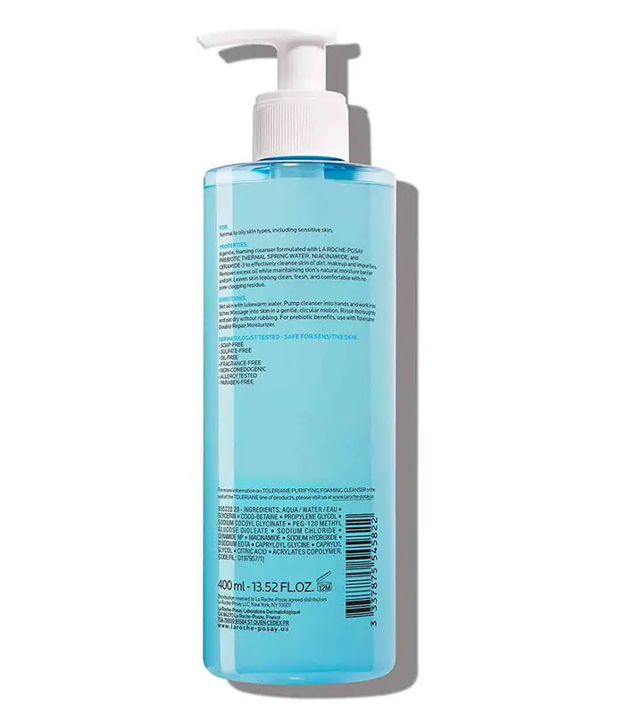 LaRochePosay-Toleriane-Purifying-foaming-cleanser-400ml-back-side